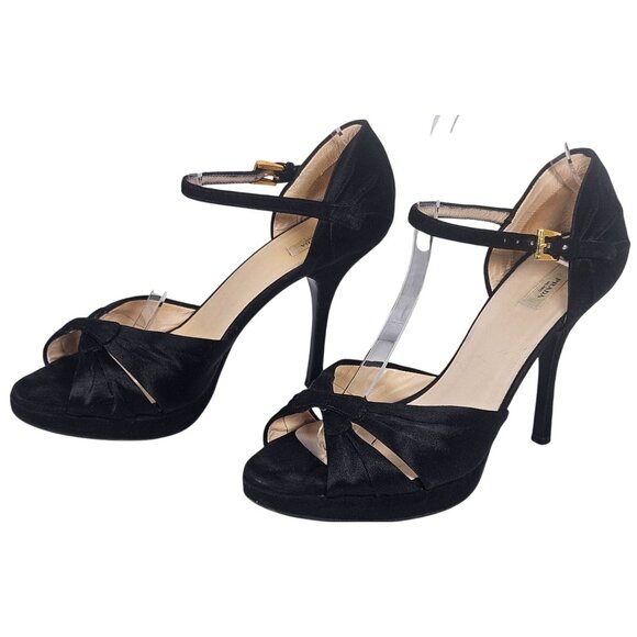 Prada Women Black Satin Heels 37 Minimalist Quiet Luxury Old Hollywood Glam - Picture 4 of 16
